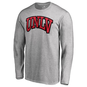 Men's Ash UNLV Rebels Primary Logo Long Sleeve T-Shirt
