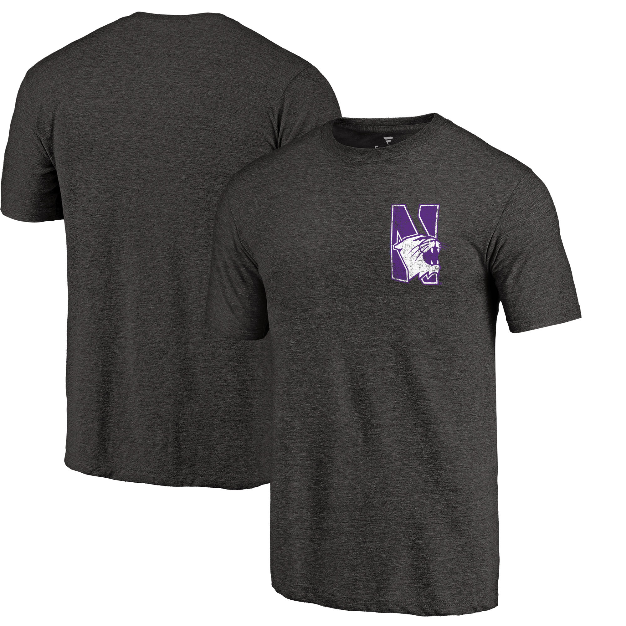 Men’s Black Heather Northwestern Wildcats Left Chest Distressed Logo Tri-Blend T-Shirt Men’s Black Heather Northwestern Wildcats Left Chest Distressed Logo Tri-Blend T-Shirt