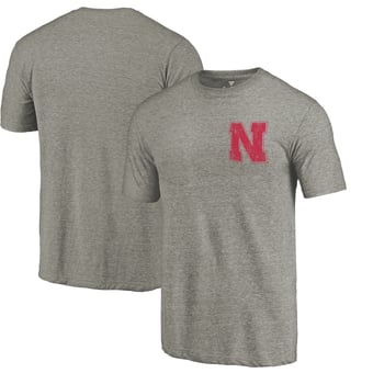 Men's Gray Heather Nebraska Huskers Left Chest Distressed Logo Tri-Blend T-Shirt