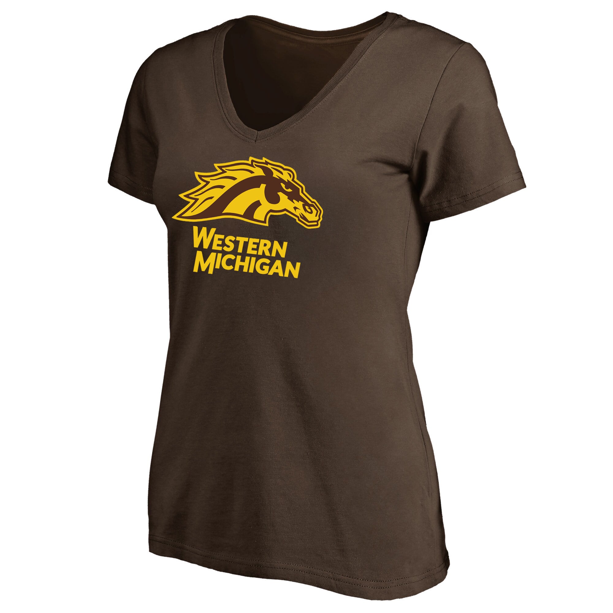 Women's Brown Western Michigan Broncos Random Logo One V-Neck T-Shirt