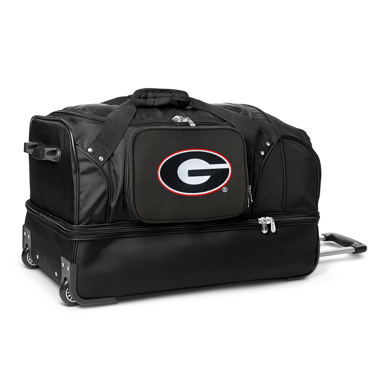 MOJO Georgia Bulldogs Black 27'' 2-Wheel Drop Bottom Rolling Duffel Bag