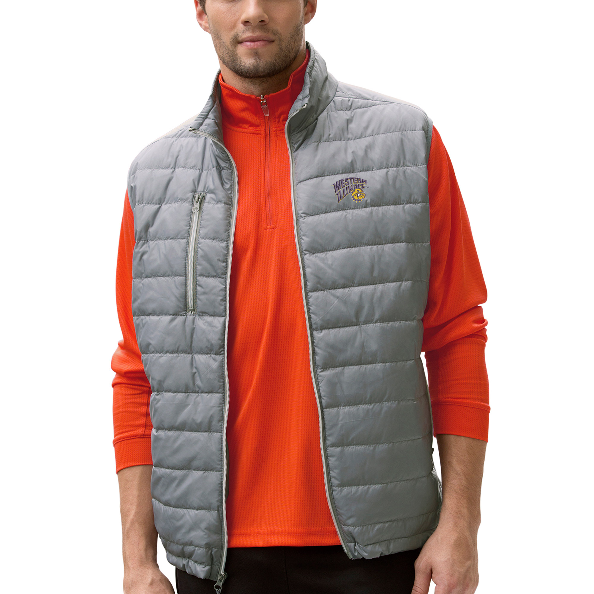Men’s Gray Western Illinois Leathernecks Apex Compressible Quilted Vest