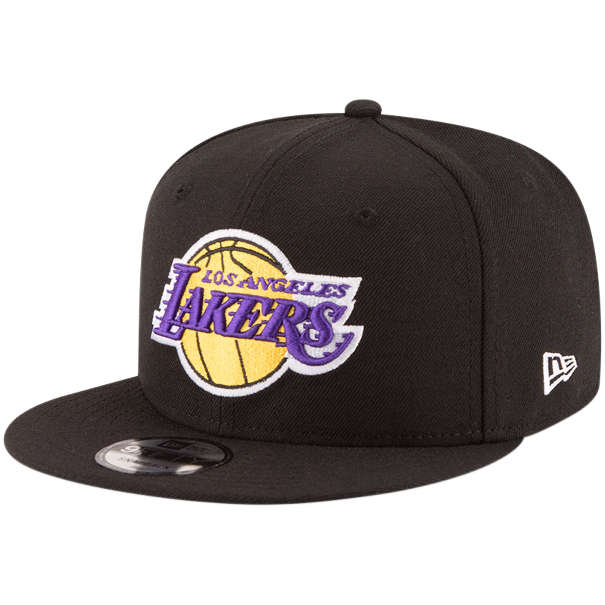 Men's New Era Black Los Angeles Lakers Official Team Color 9FIFTY Snapback Hat