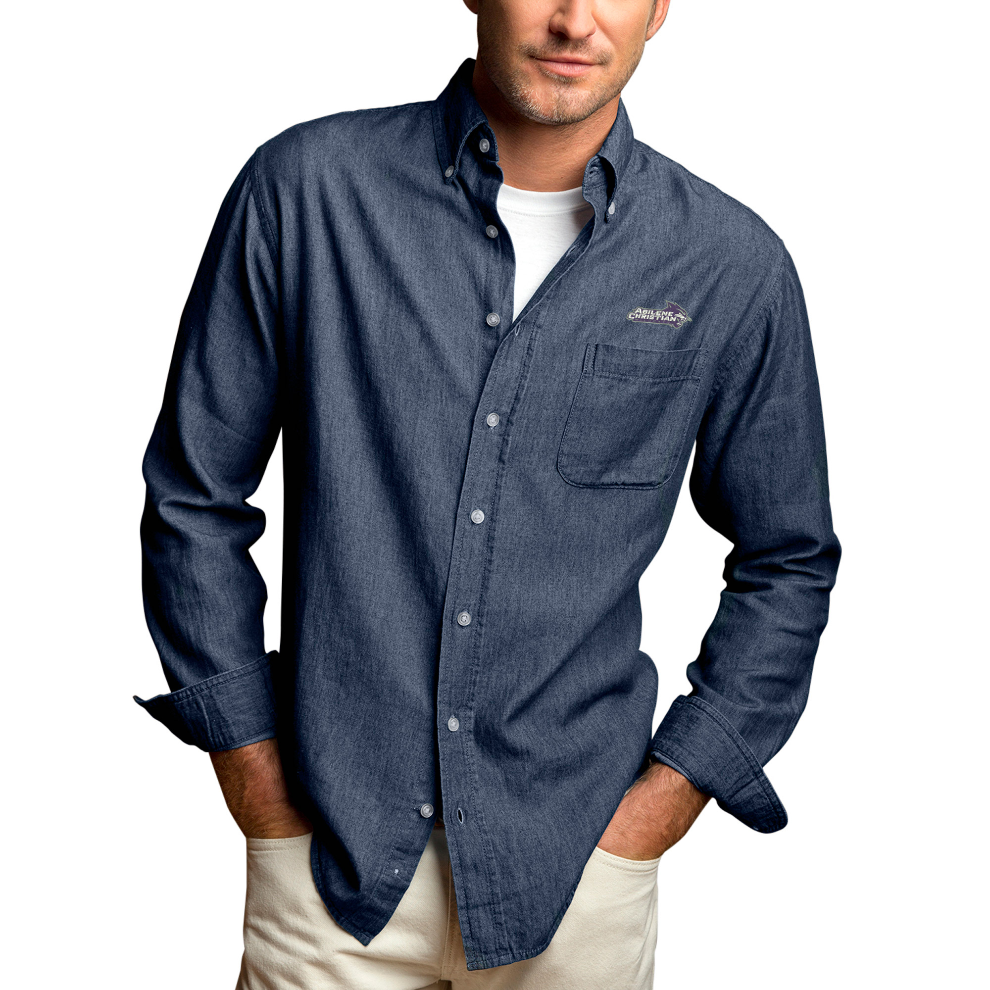 Men’s Denim Abilene Christian University Wildcats Hudson Button-Down Long Sleeve Shirt Men’s Denim Abilene Christian University Wildcats Hudson Button-Down Long Sleeve Shirt