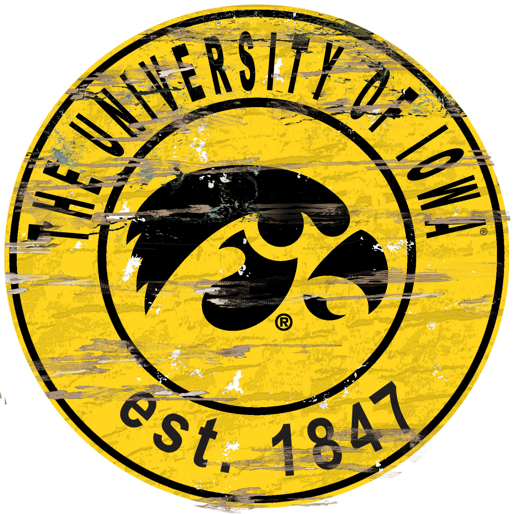 Iowa Hawkeyes 23.5" Distressed Round Sign