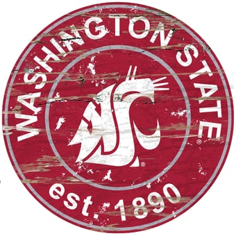 Washington State Cougars 23.5" Distressed Round Sign