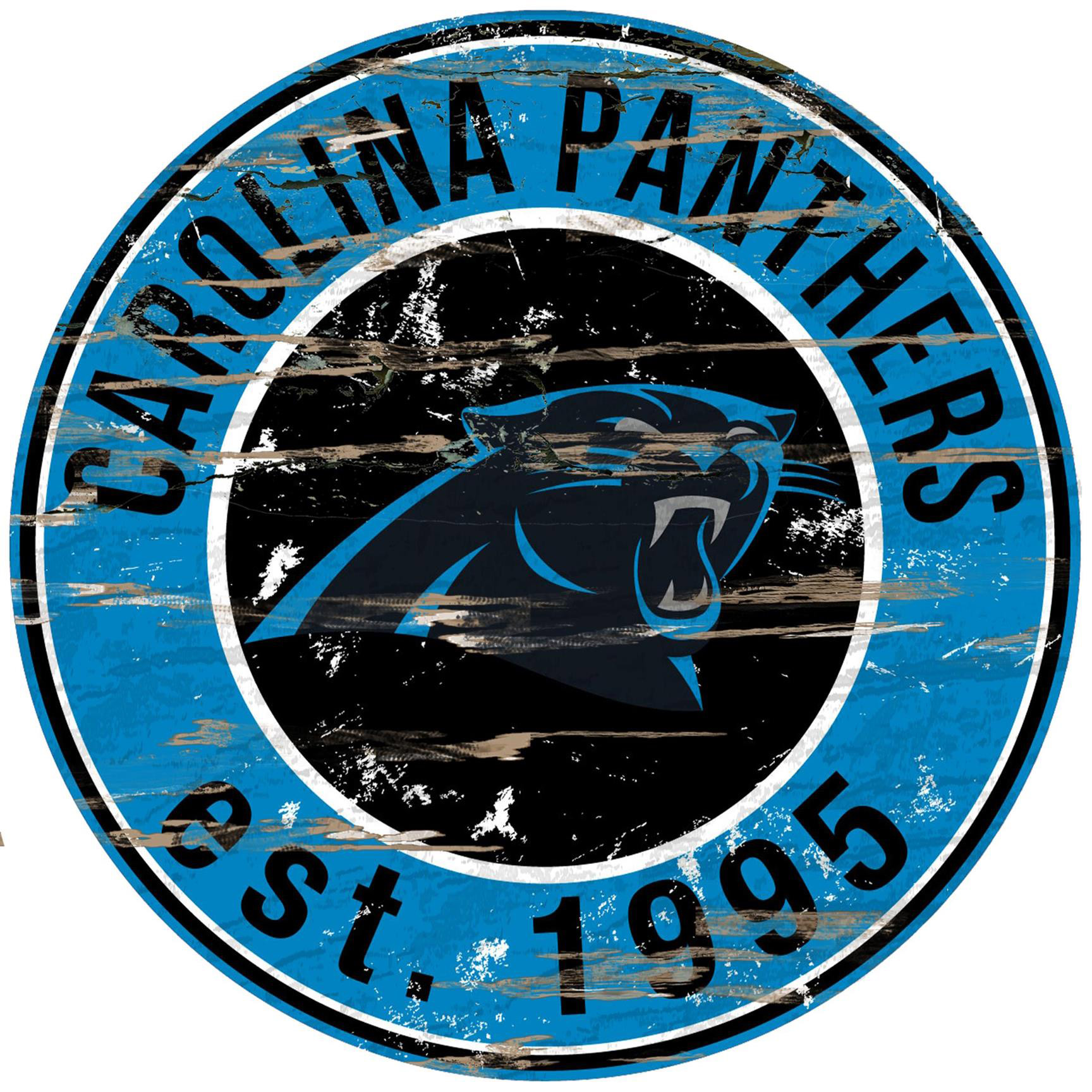 Carolina Panthers 23.5" Distressed Round Sign