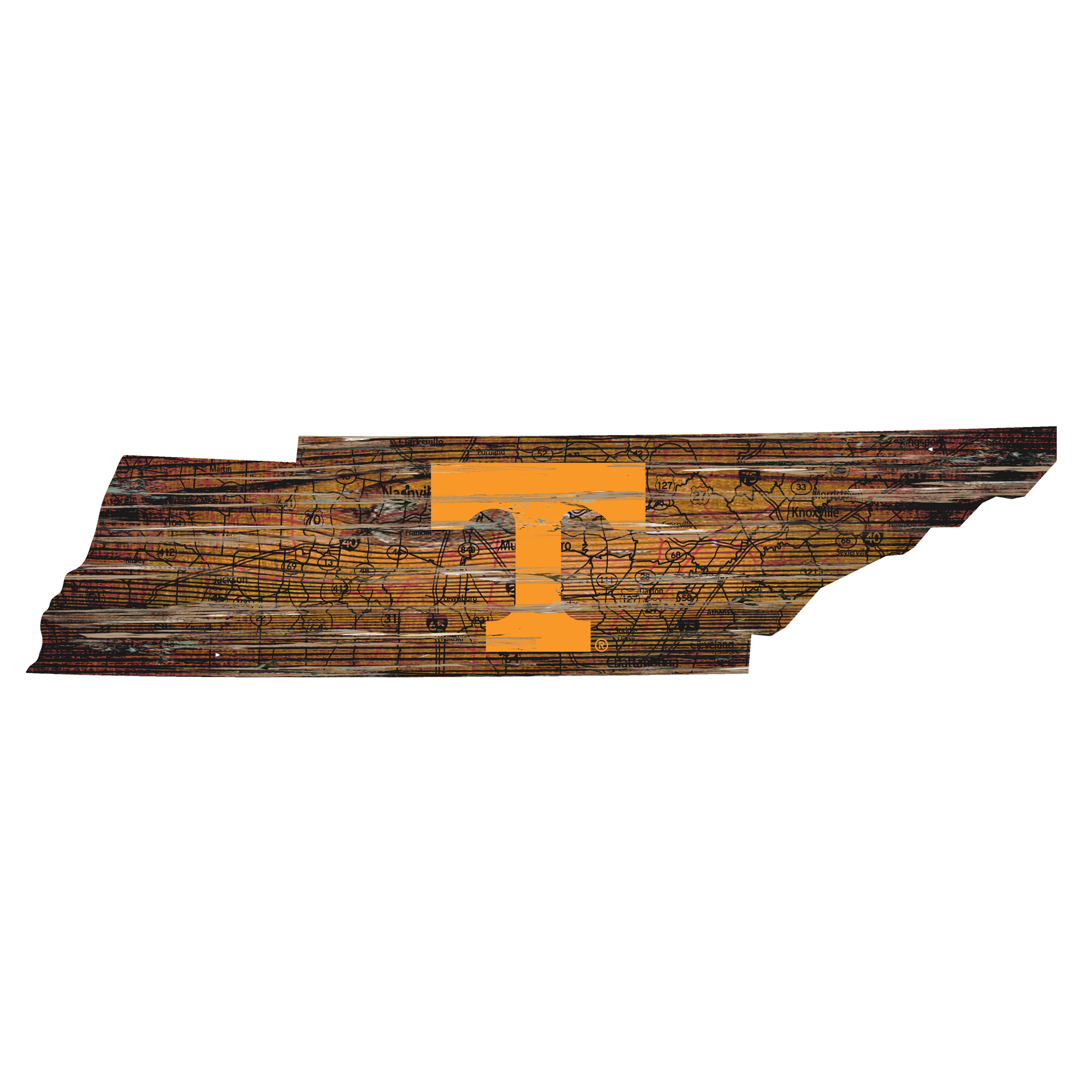 Tennessee Volunteers 23.5" x 23.5" Distressed State with Logo Sign