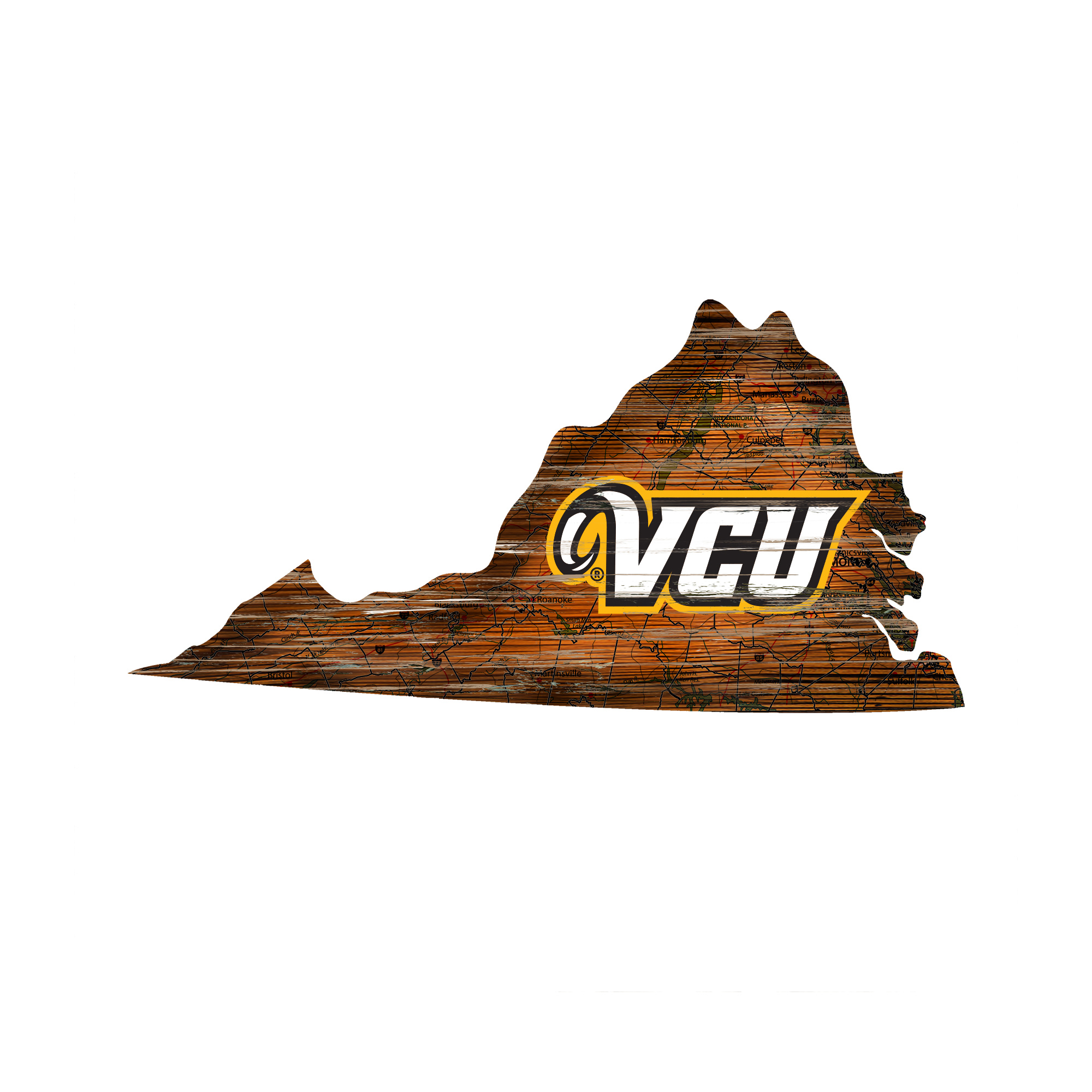 VCU Rams 23.5" x 23.5" Distressed State with Logo Sign