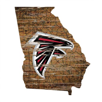 Atlanta Falcons 23.5" x 23.5" Distressed State with Logo Sign