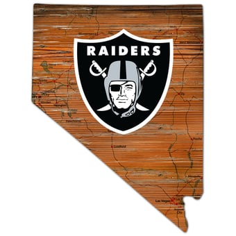 Las Vegas Raiders 23.5" x 23.5" Distressed State with Logo Sign
