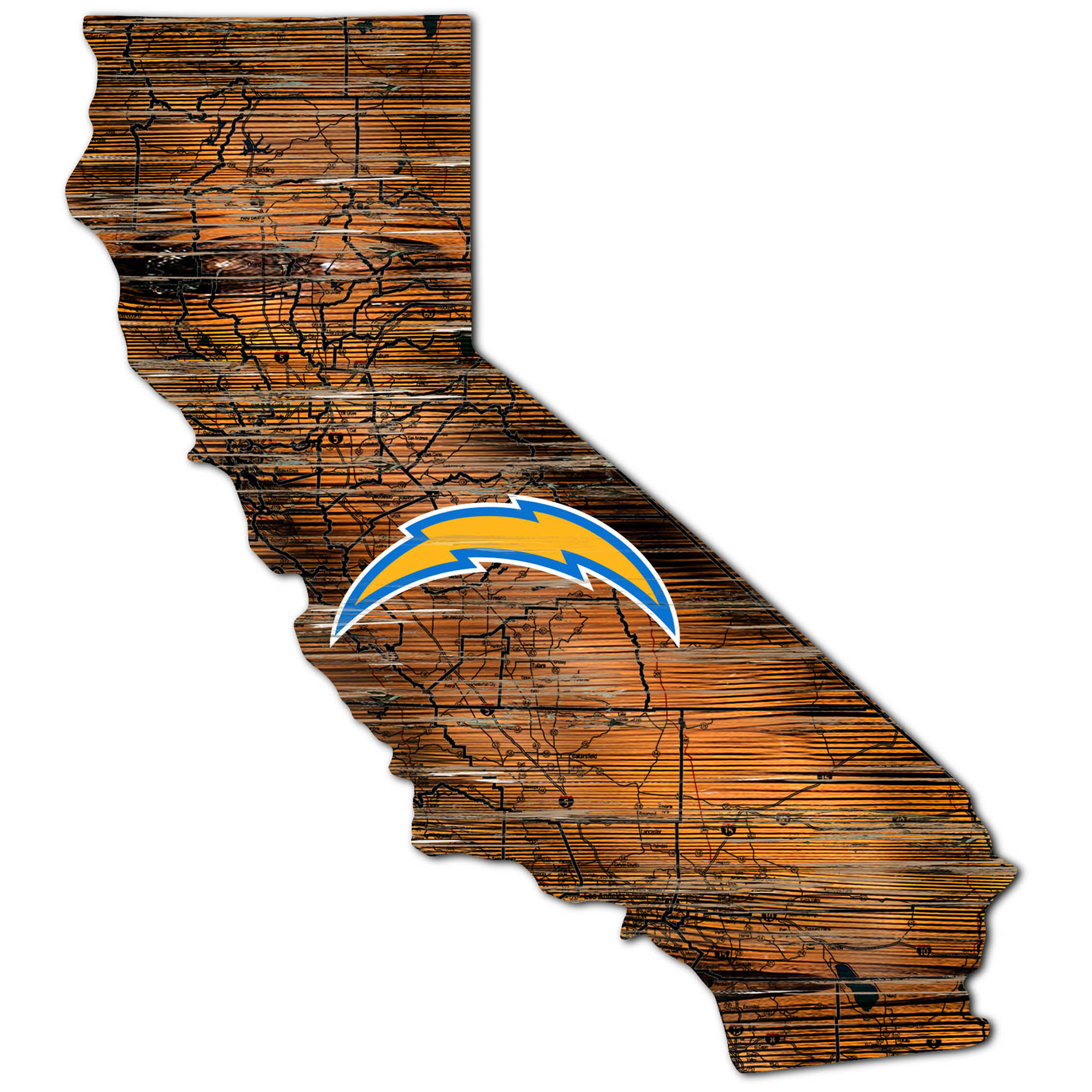Los Angeles Chargers 23.5" x 23.5" Distressed State with Logo Sign