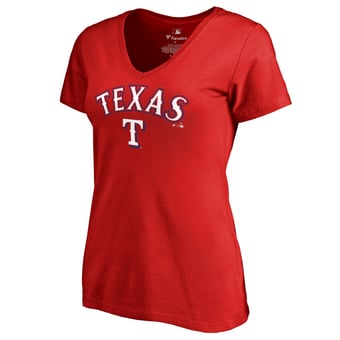 Women's Red Texas Rangers Team Lockup T-Shirt