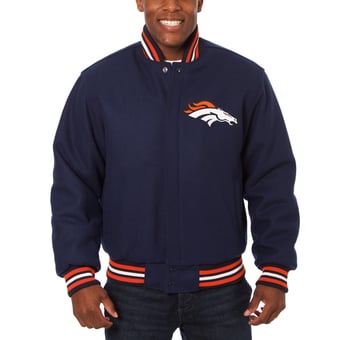 Men's JH Design Navy Denver Broncos Embroidered Wool Jacket