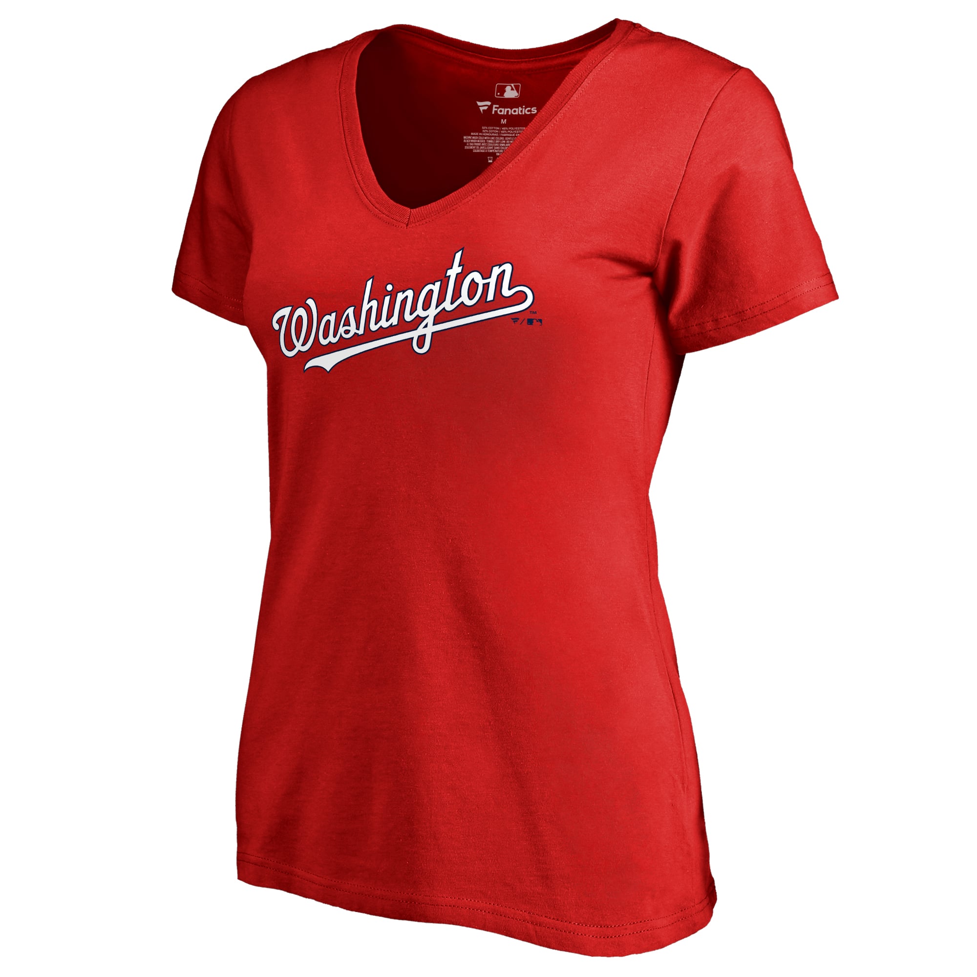Women's Red Washington Nationals Team Wordmark T-Shirt