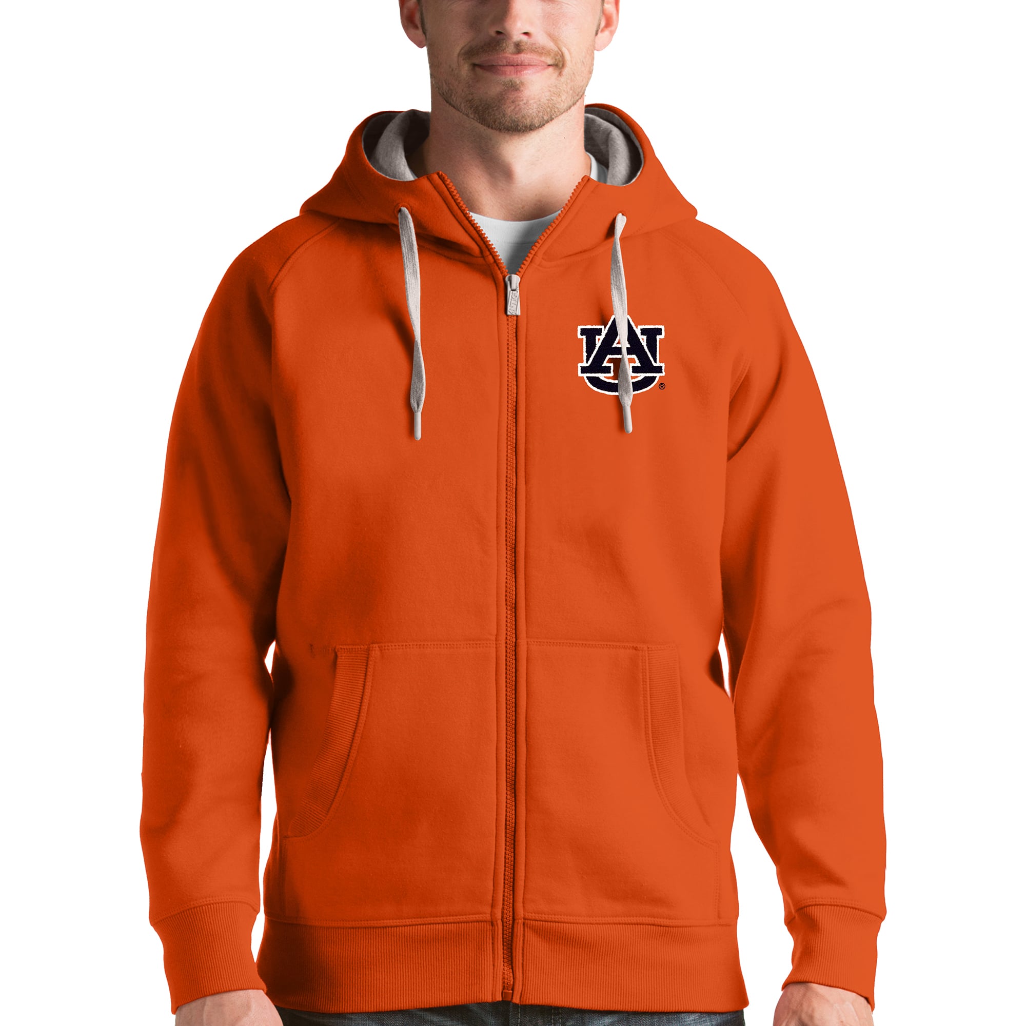 Men's Antigua Orange Auburn Tigers Victory Full-Zip Hoodie