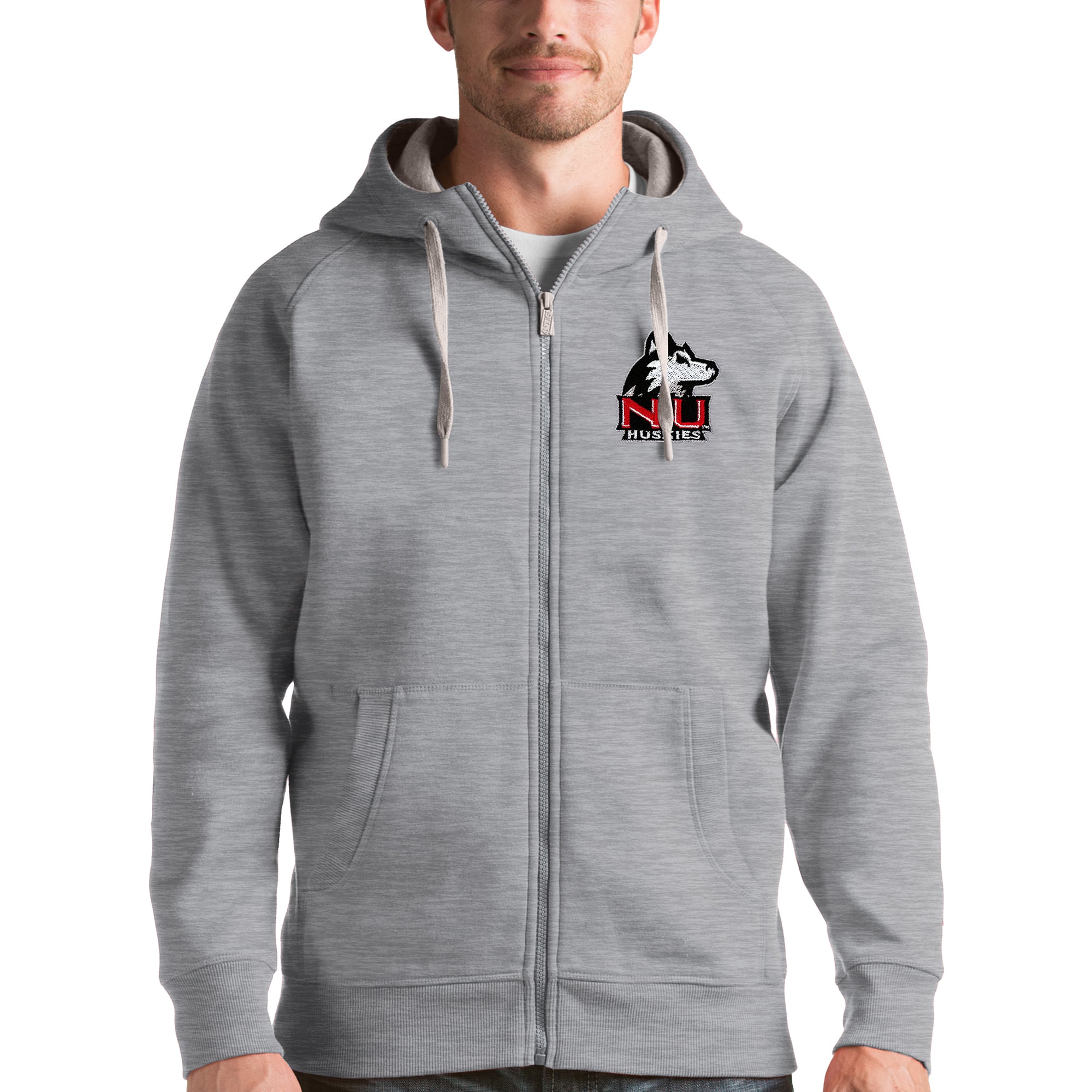 Men's Antigua Gray Northern Illinois Huskies Victory Full-Zip Hoodie