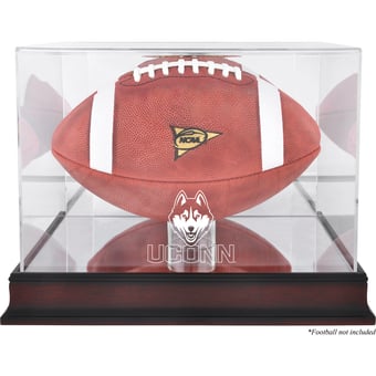 UConn Huskies Mahogany Base Logo Football Display Case with Mirror Back