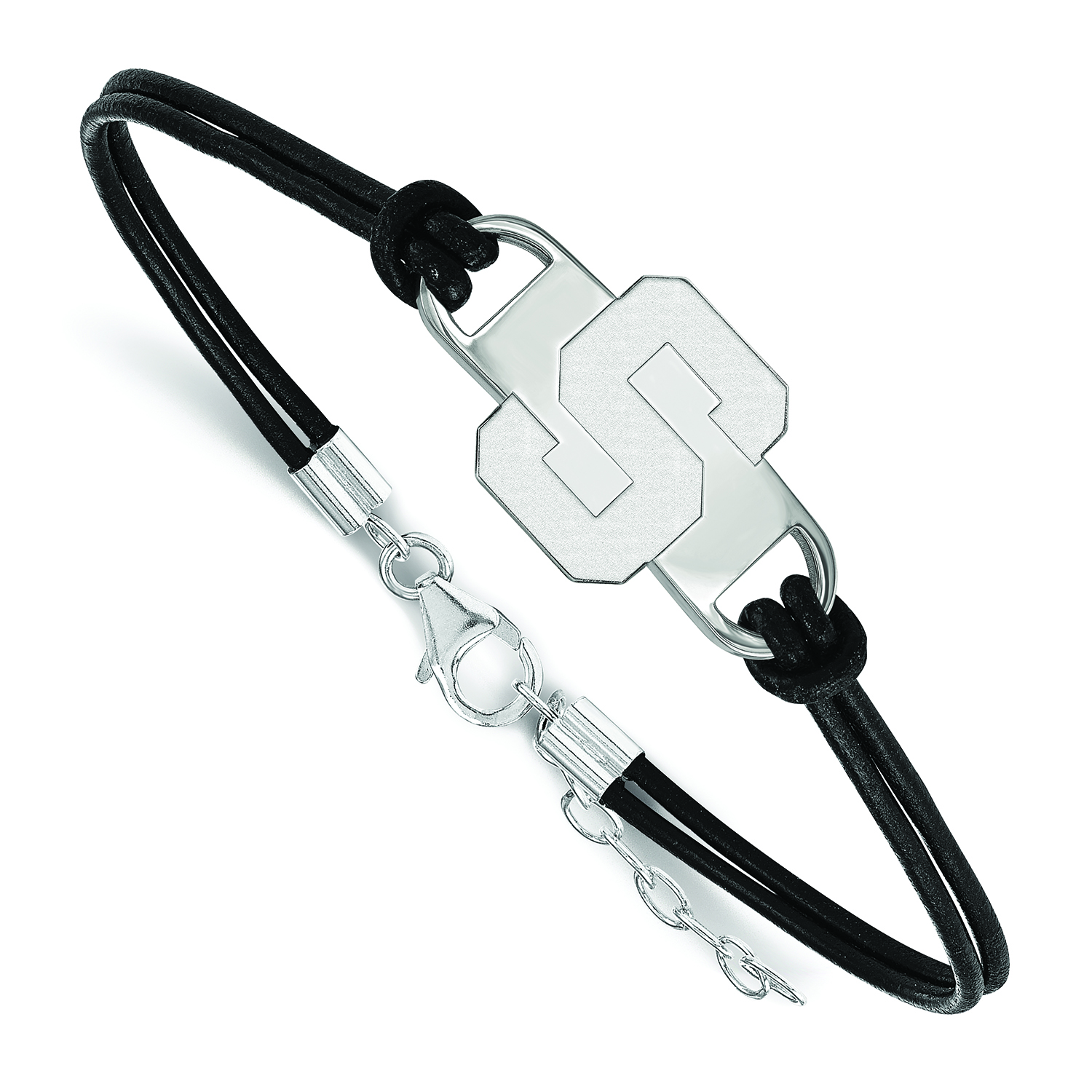 Women's Michigan State Spartans Sterling Silver Leather Bracelet