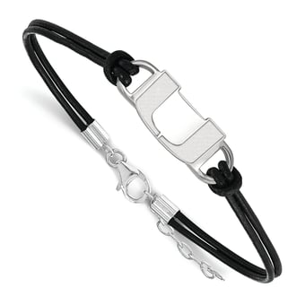 Women's Miami Hurricanes Sterling Silver Leather Bracelet