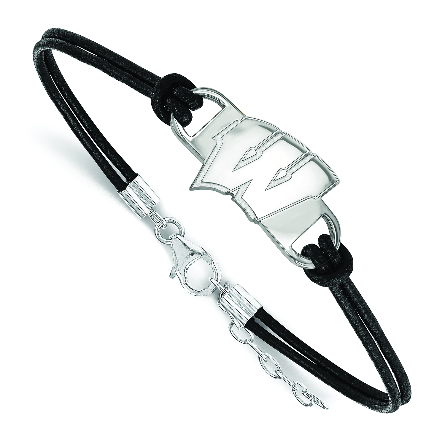 Women's Wisconsin Badgers Sterling Silver Leather Bracelet