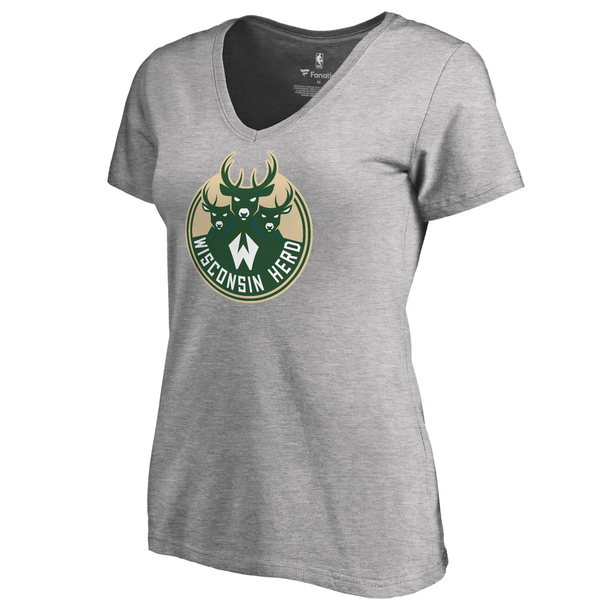 Women’s Heathered Gray Wisconsin Herd Primary Logo V-Neck T-Shirt Women’s Heathered Gray Wisconsin Herd Primary Logo V-Neck T-Shirt