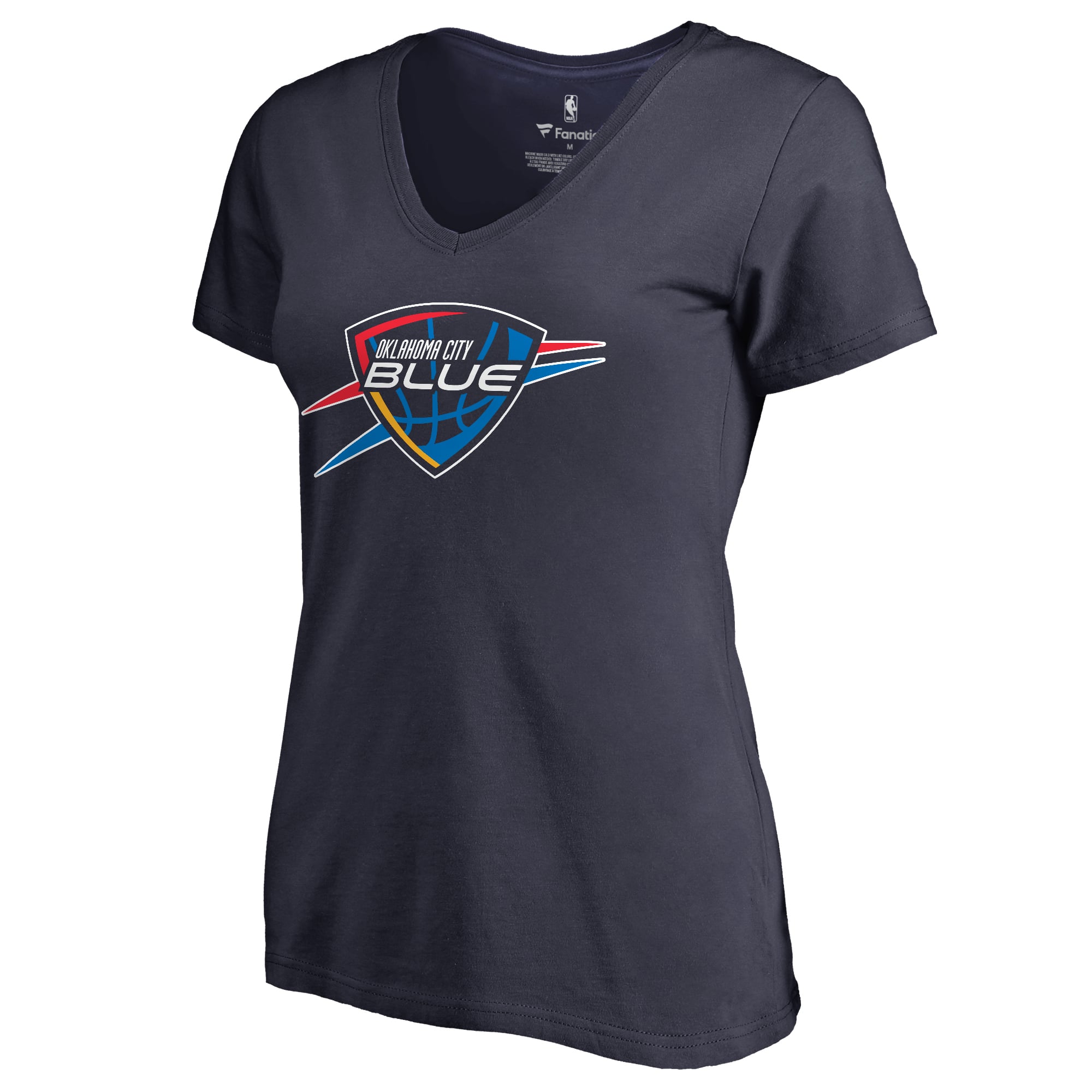 Women's Navy Oklahoma City Blue Primary Logo V-Neck T-Shirt