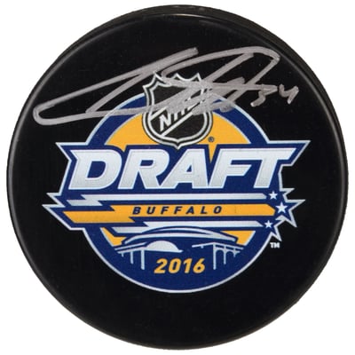 Auston Matthews Toronto Maple Leafs Autographed 2016 NHL Draft Logo Hockey Puck