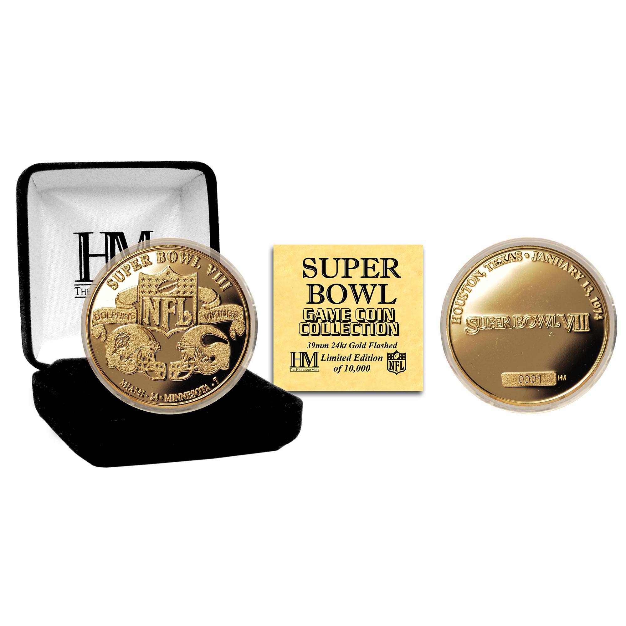 Highland Mint Miami Dolphins Super Bowl VIII Flip Coin