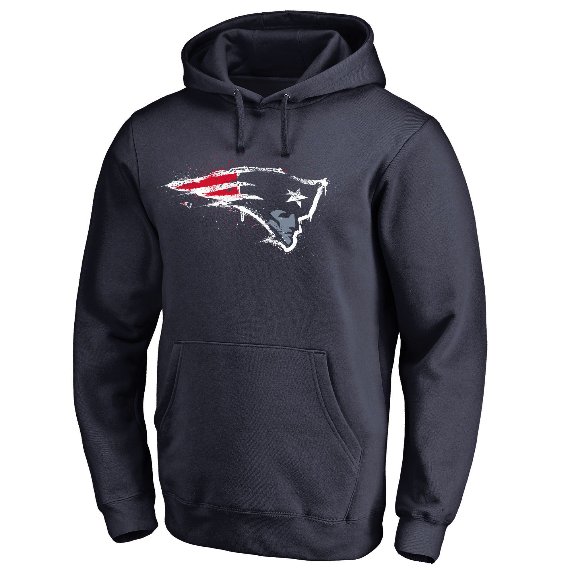 Men's Navy New England Patriots Splatter Logo Pullover Hoodie