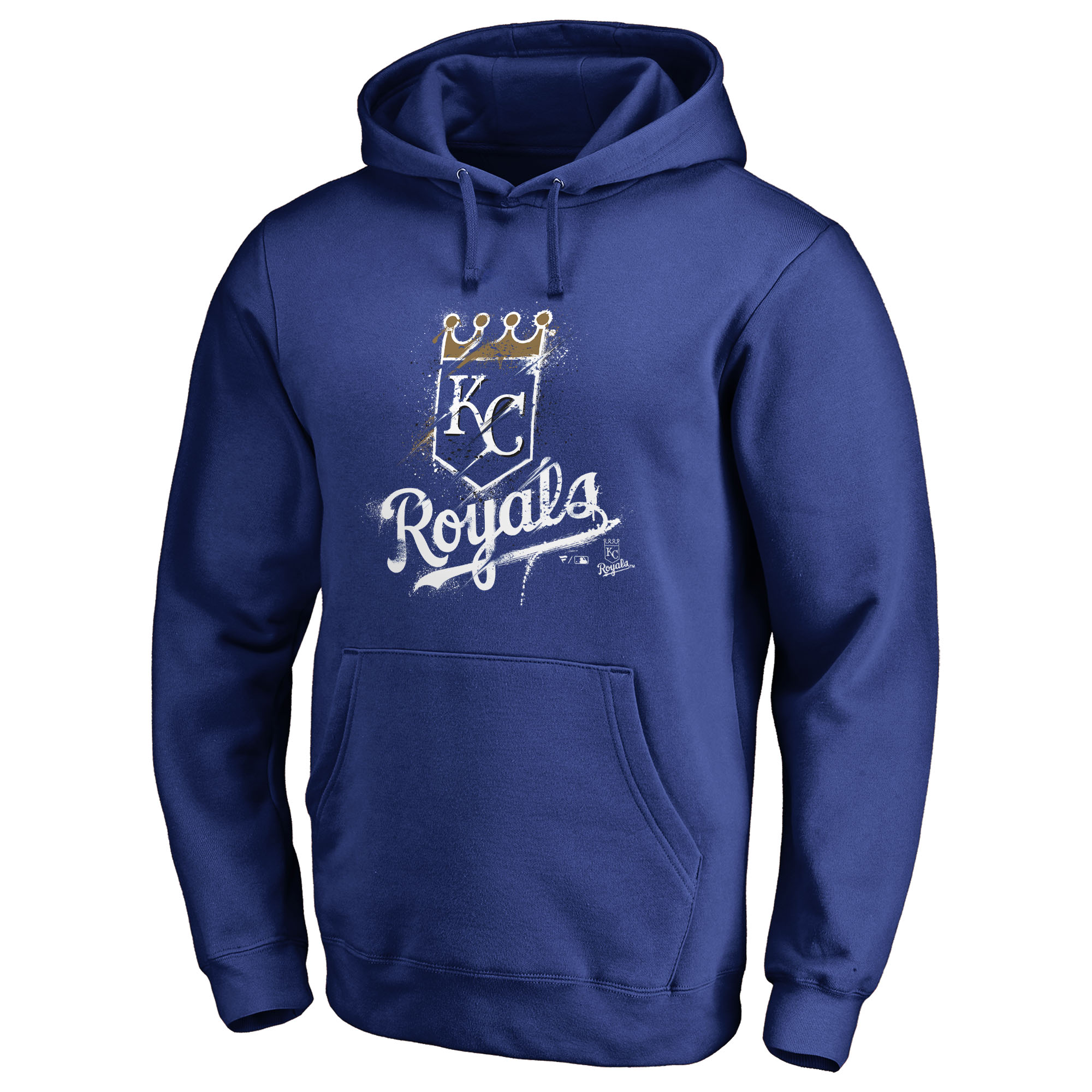 Men's Royal Kansas City Royals Splatter Logo Pullover Hoodie
