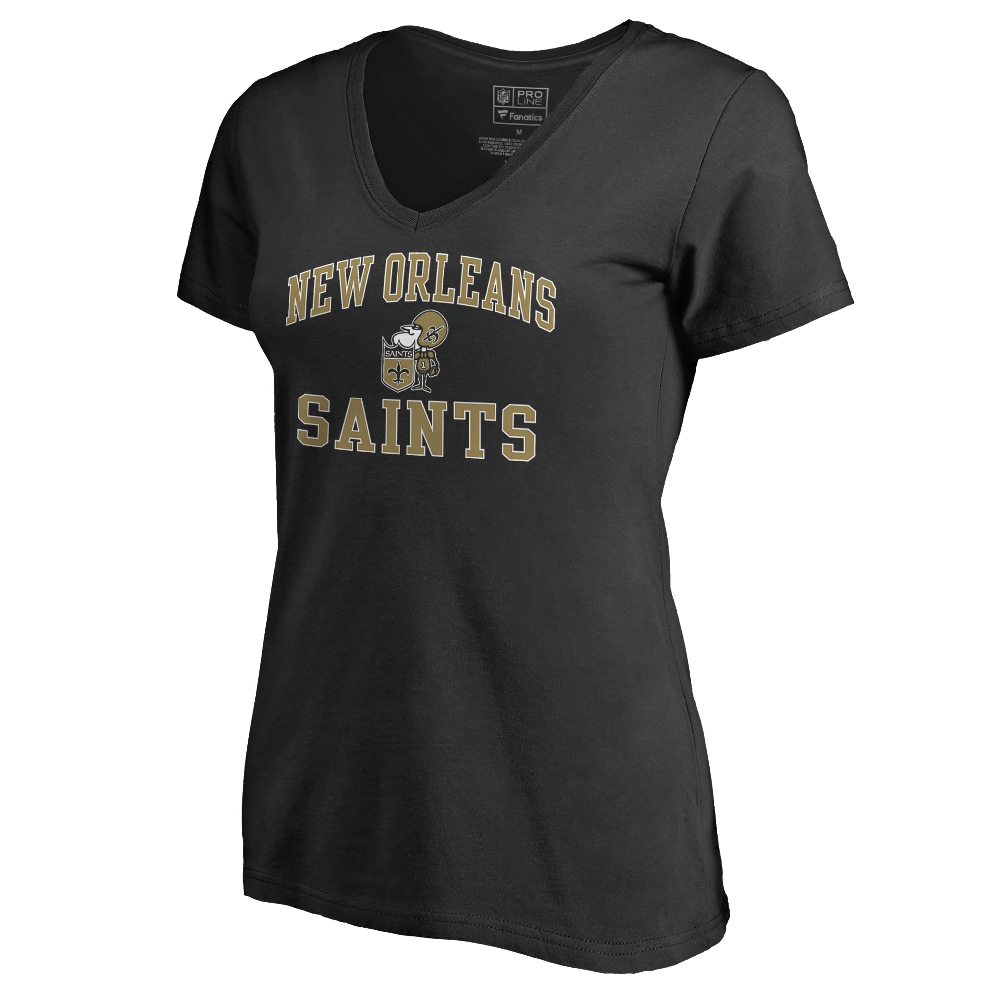 Women's Black New Orleans Saints Vintage Collection Victory Arch V-Neck T-Shirt