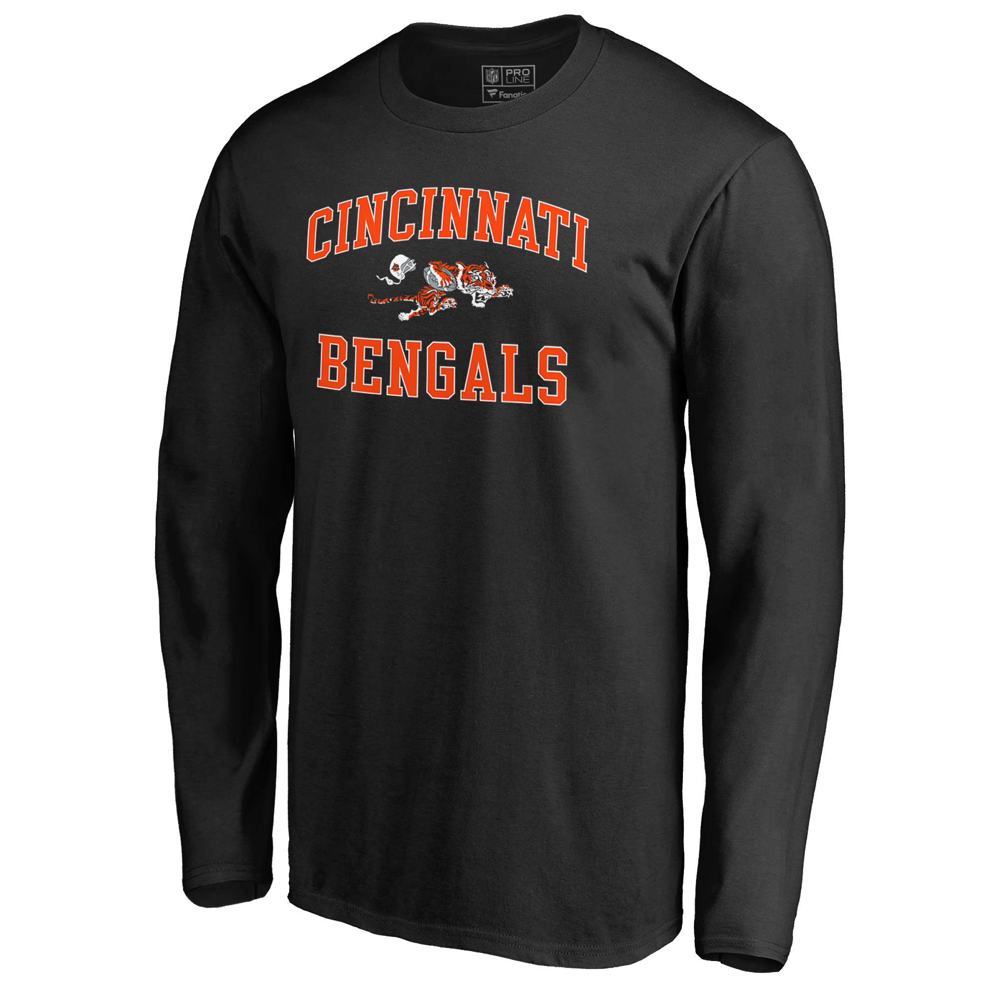 Men's Black Cincinnati Bengals Vintage Collection Victory Arch Long Sleeve T-Shirt