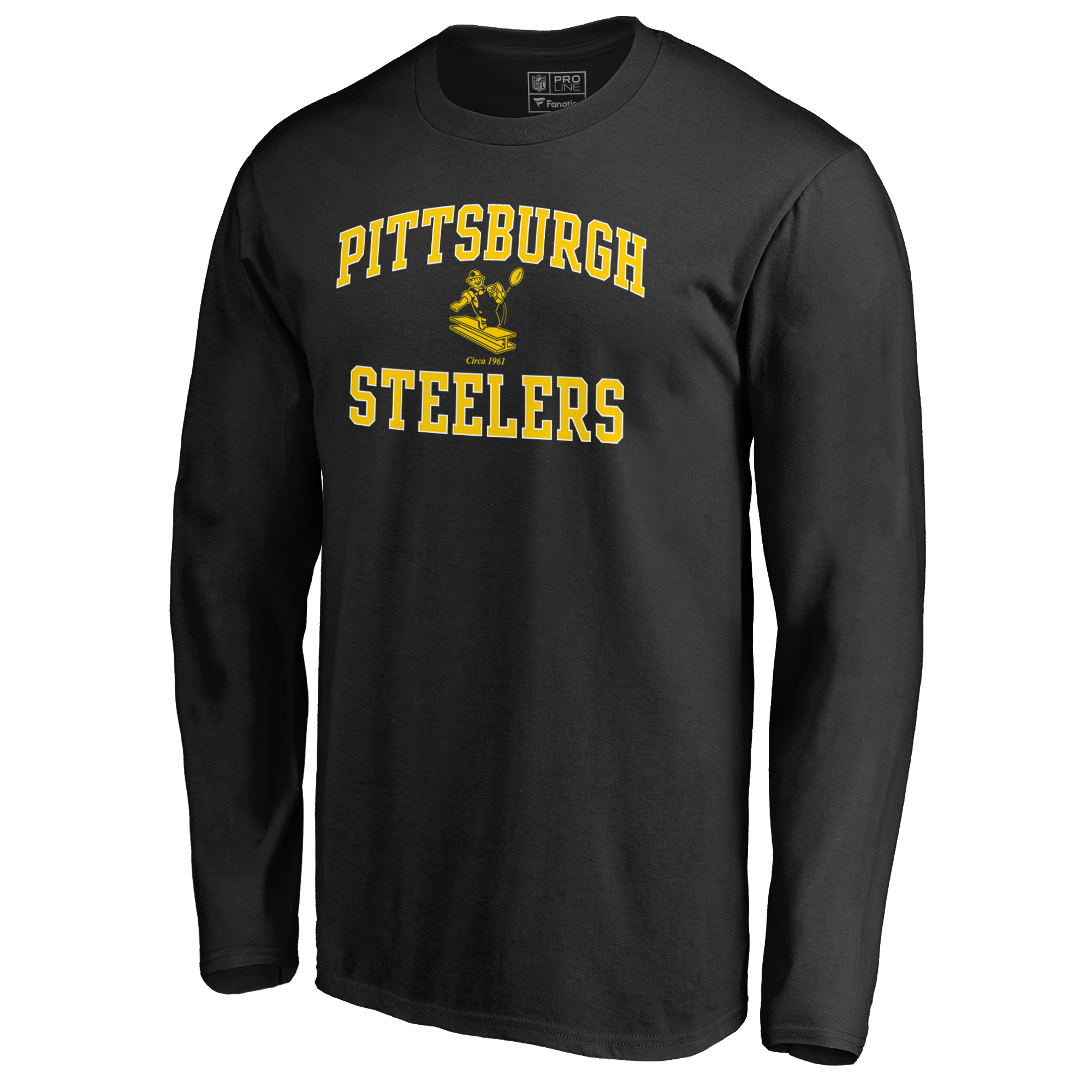 Men's Black Pittsburgh Steelers Vintage Collection Victory Arch Long Sleeve T-Shirt