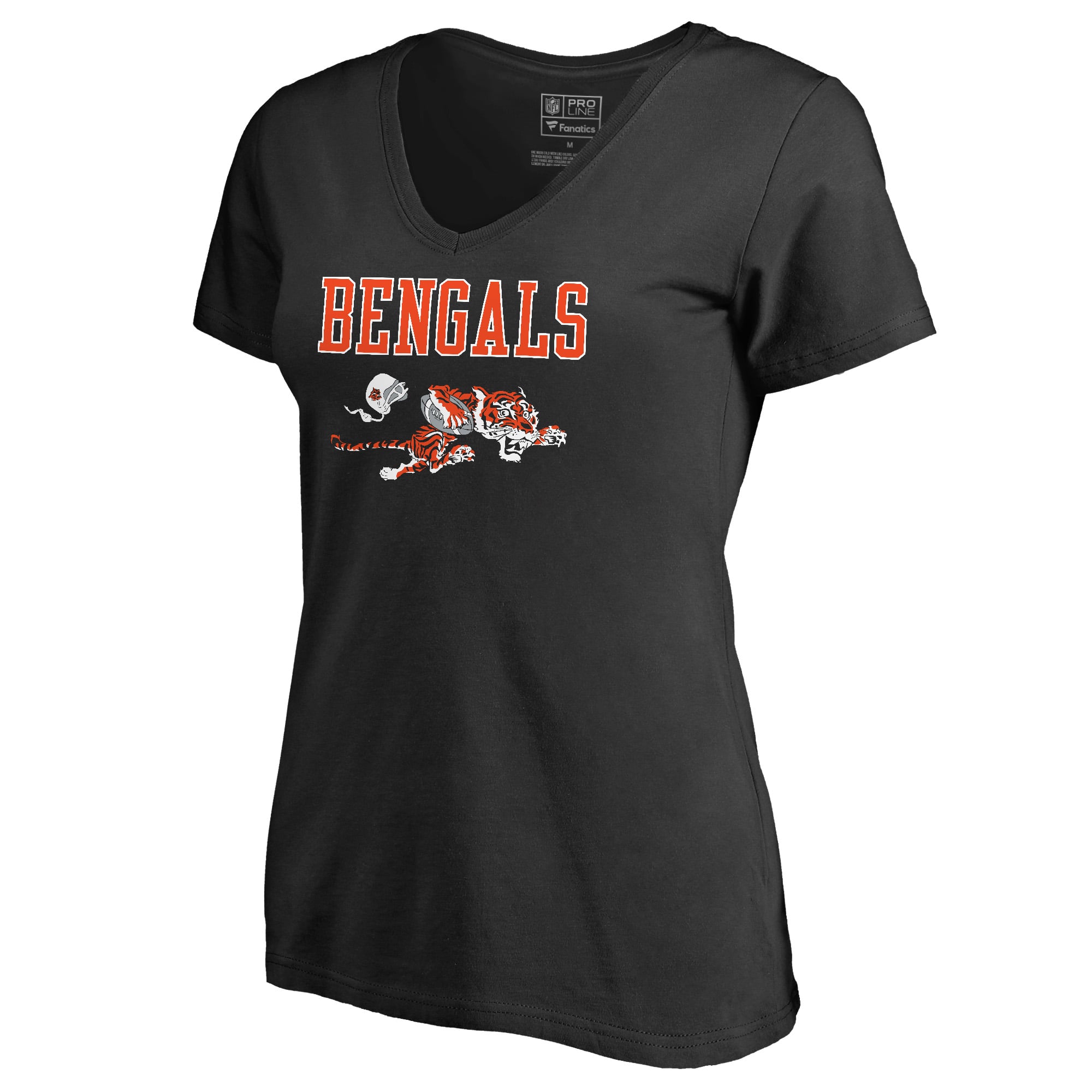 Women's Black Cincinnati Bengals Vintage Team Lockup V-Neck T-Shirt