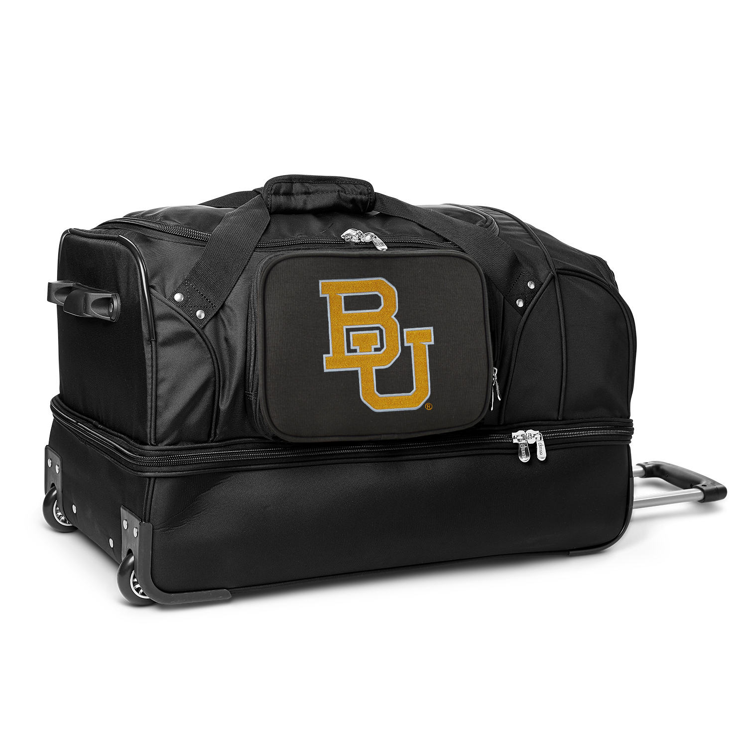 MOJO Baylor Bears Black 27'' 2-Wheel Drop Bottom Rolling Duffel Bag