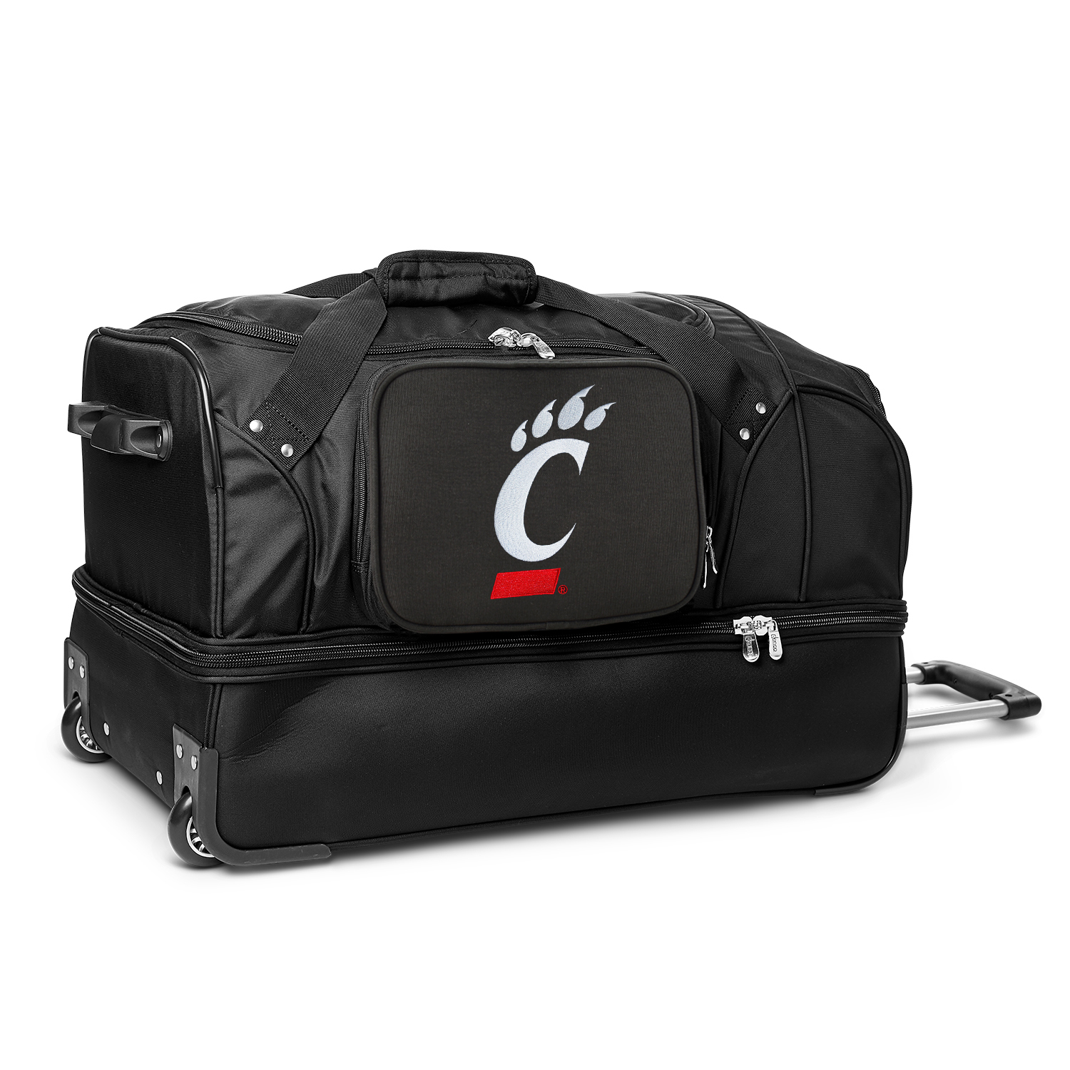 MOJO Cincinnati Bearcats Black 27'' 2-Wheel Drop Bottom Rolling Duffel Bag
