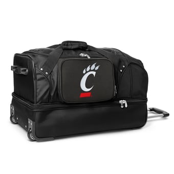 MOJO Cincinnati Bearcats Black 27'' 2-Wheel Drop Bottom Rolling Duffel Bag