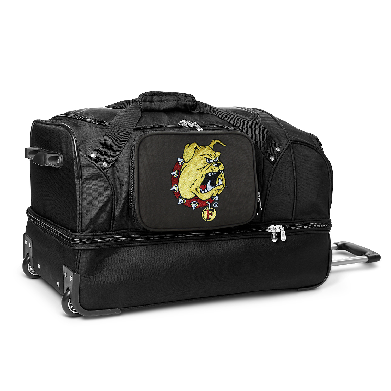 MOJO Ferris State Bulldogs Black 27'' 2-Wheel Drop Bottom Rolling Duffel Bag