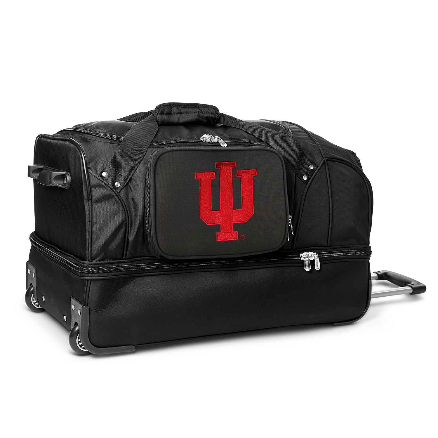 MOJO Indiana Hoosiers Black 27'' 2-Wheel Drop Bottom Rolling Duffel Bag