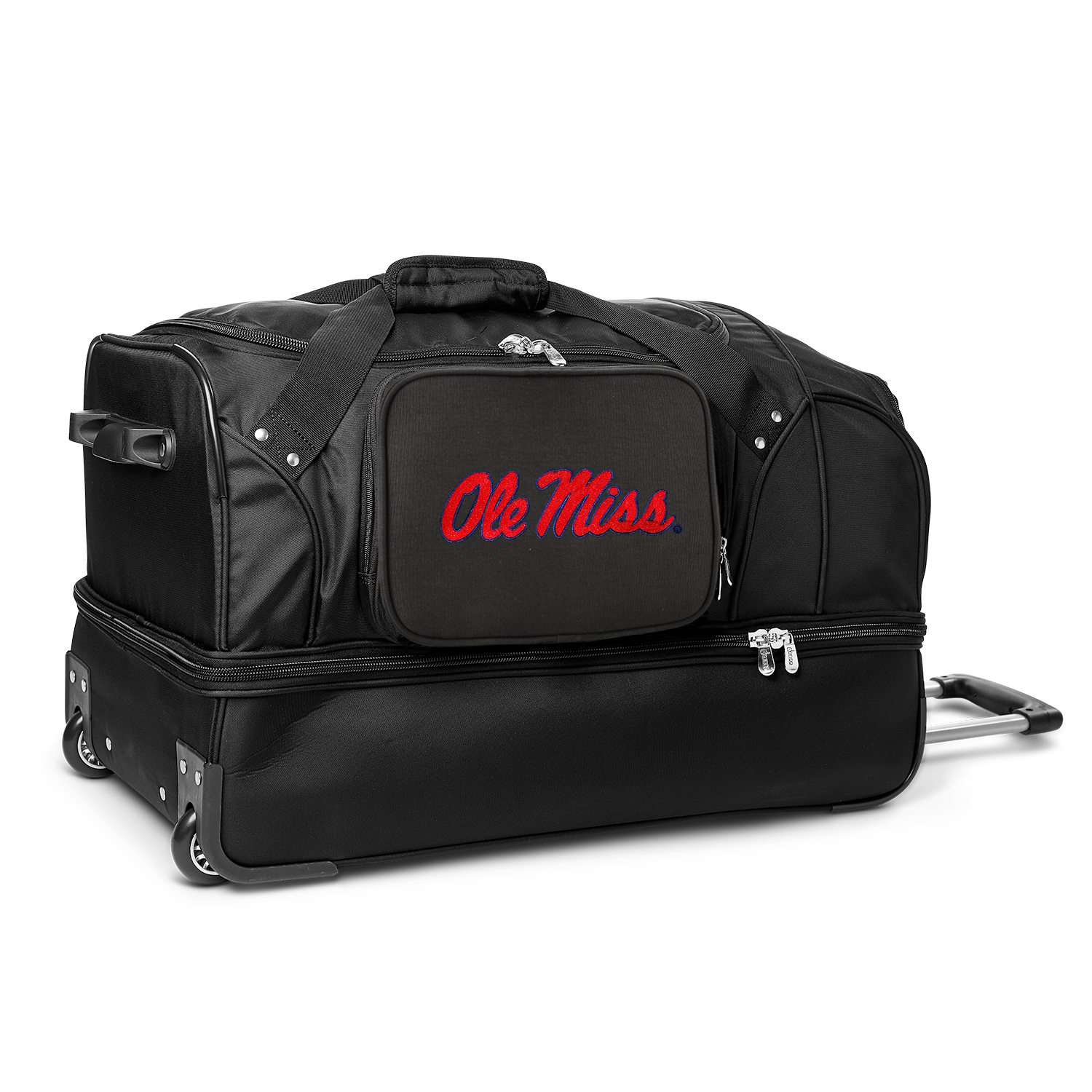 MOJO Ole Miss Rebels Black 27'' 2-Wheel Drop Bottom Rolling Duffel Bag