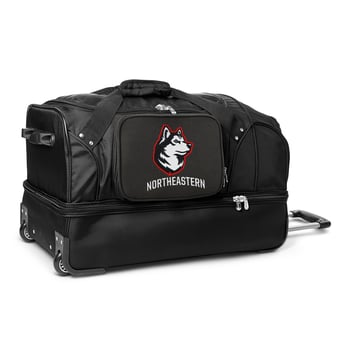 MOJO Northeastern Huskies Black 27'' 2-Wheel Drop Bottom Rolling Duffel Bag