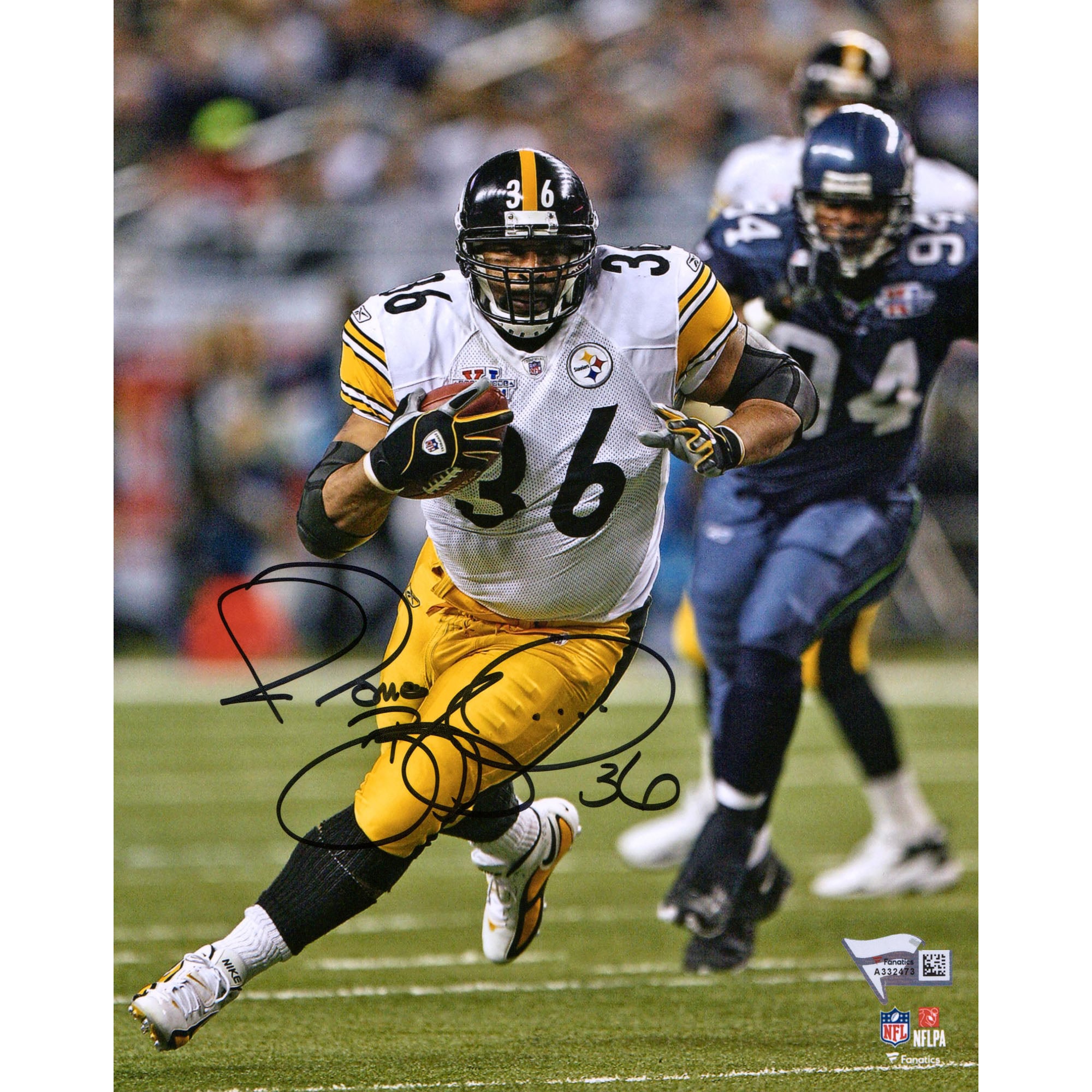 Jerome Bettis Pittsburgh Steelers Autographed 8" x 10" White Running Photograph