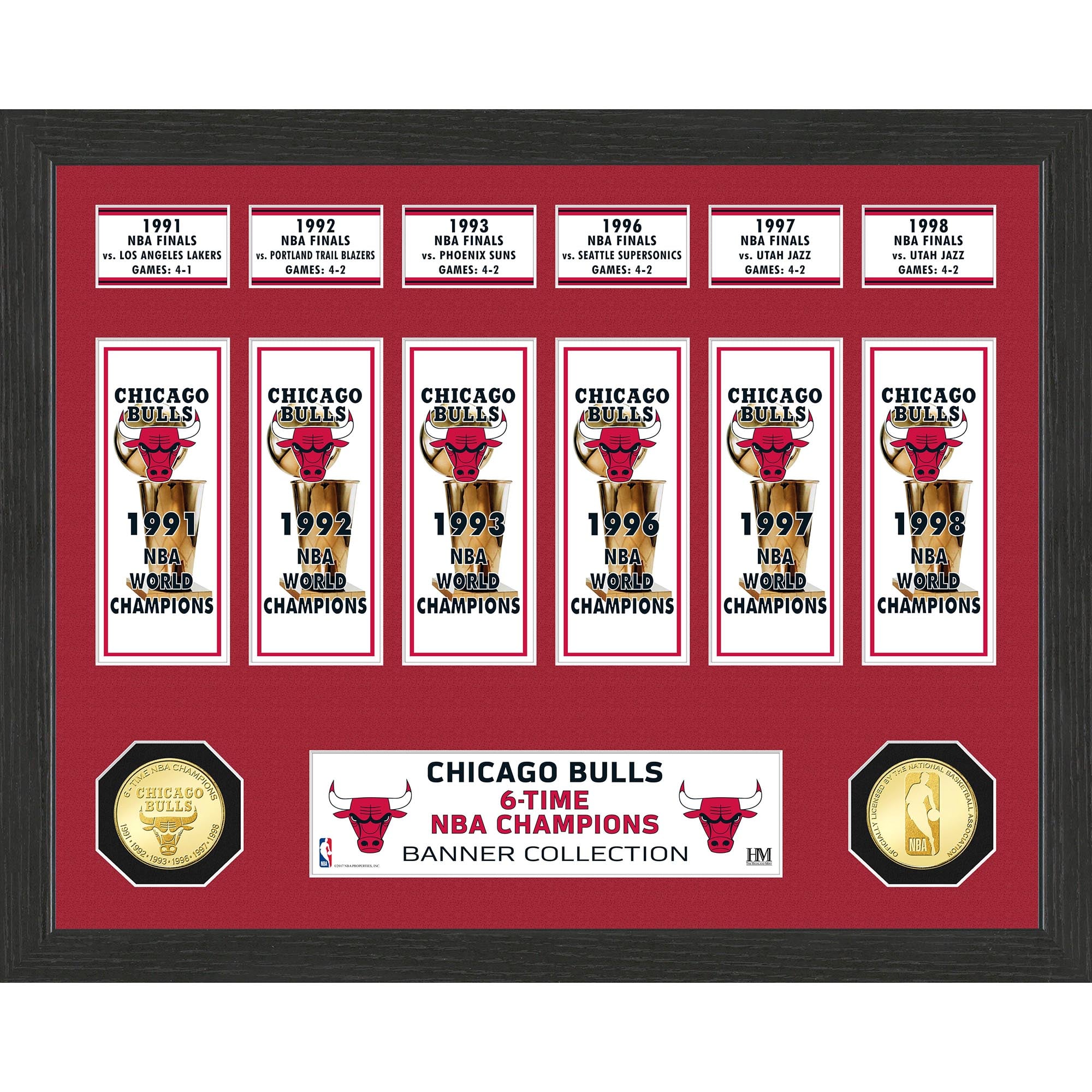 Highland Mint Chicago Bulls 15" x 12" Banner Bronze Coin Photo Mint