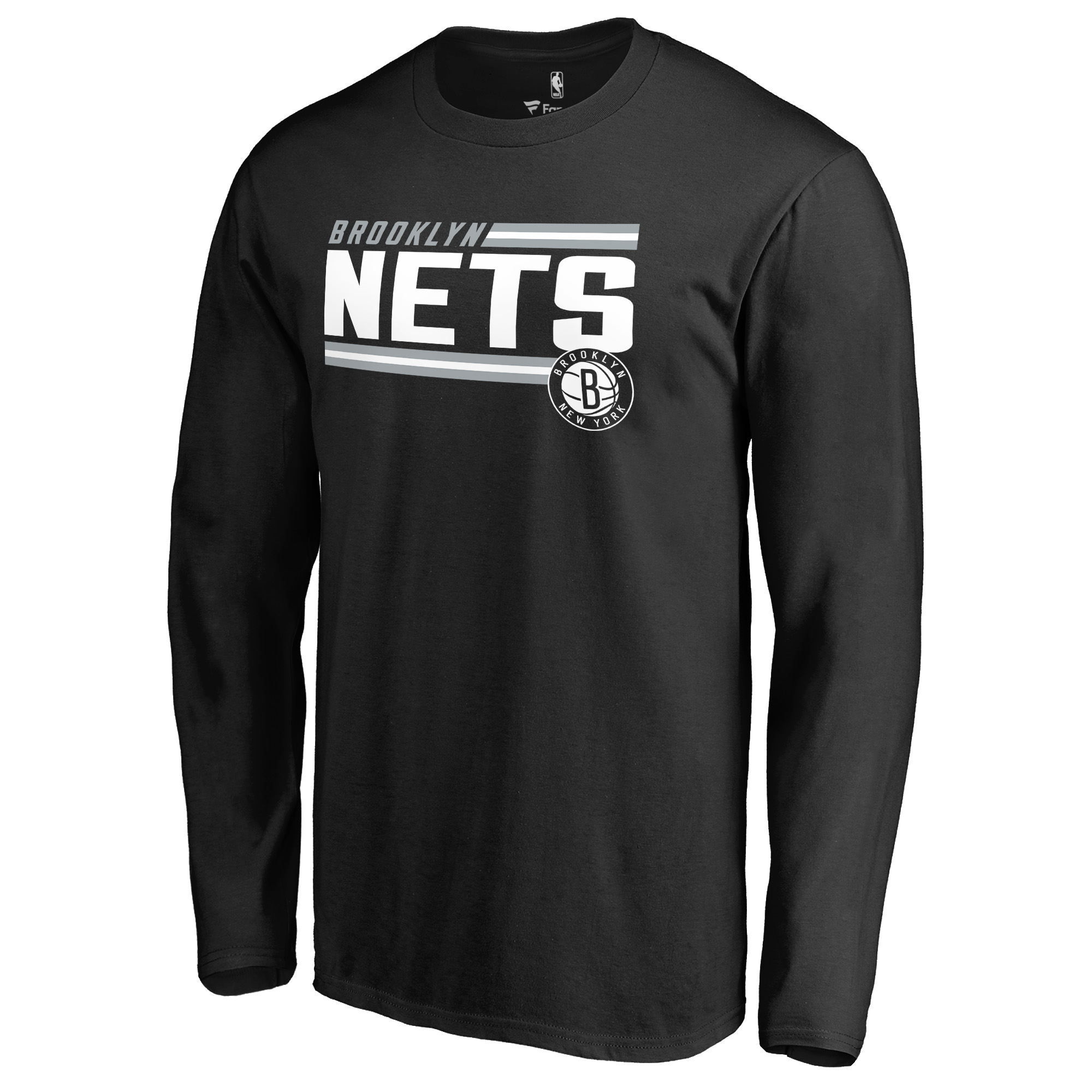 Men’s Black Brooklyn Nets Onside Stripe Long Sleeve T-Shirt Men’s Black Brooklyn Nets Onside Stripe Long Sleeve T-Shirt