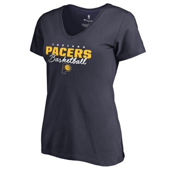Women's Navy Indiana Pacers Script Assist V-Neck T-Shirt