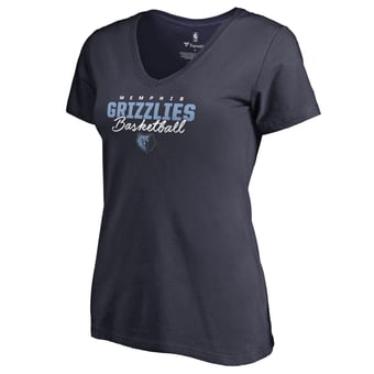 Women's Navy Memphis Grizzlies Script Assist V-Neck T-Shirt