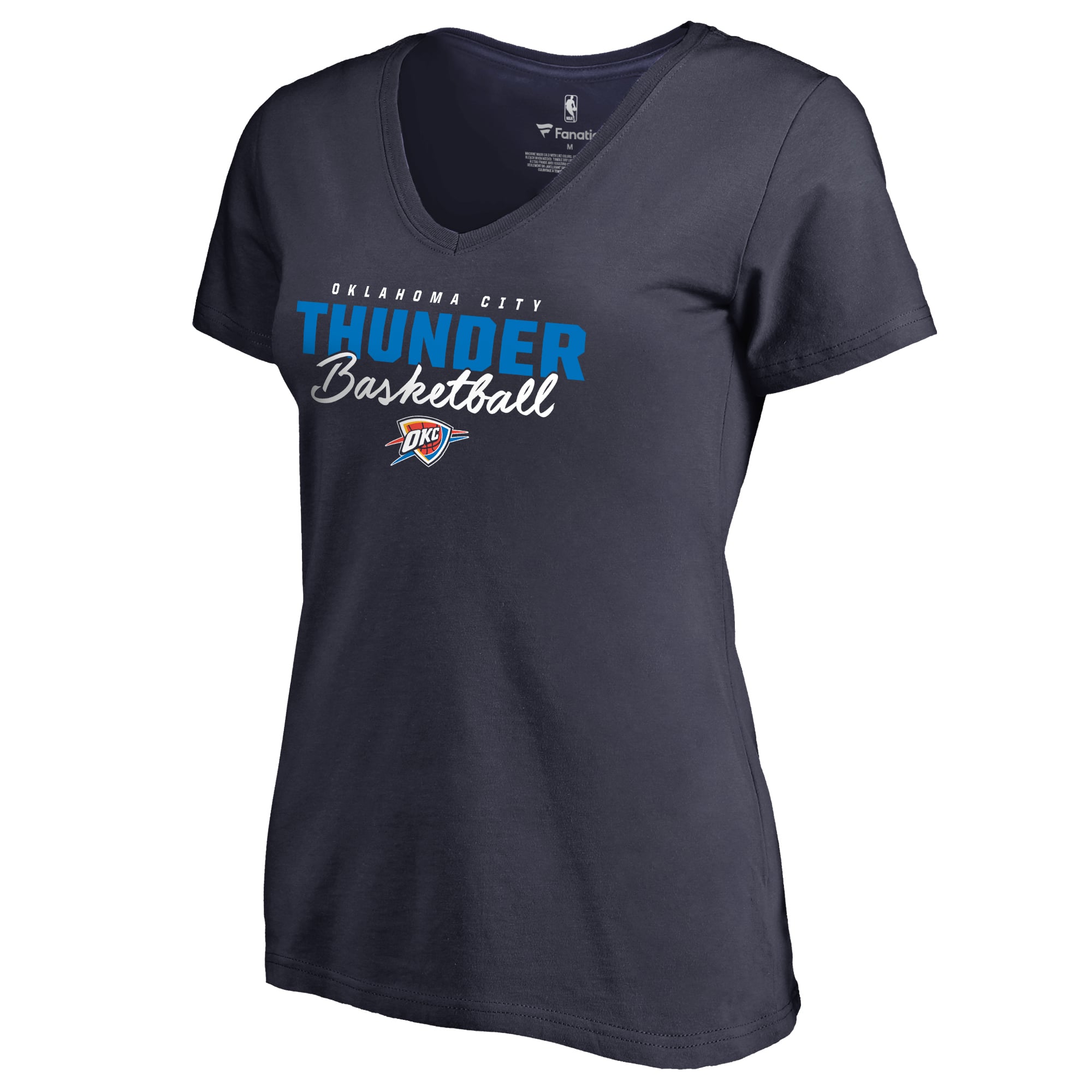 Women's Navy Oklahoma City Thunder Script Assist V-Neck T-Shirt