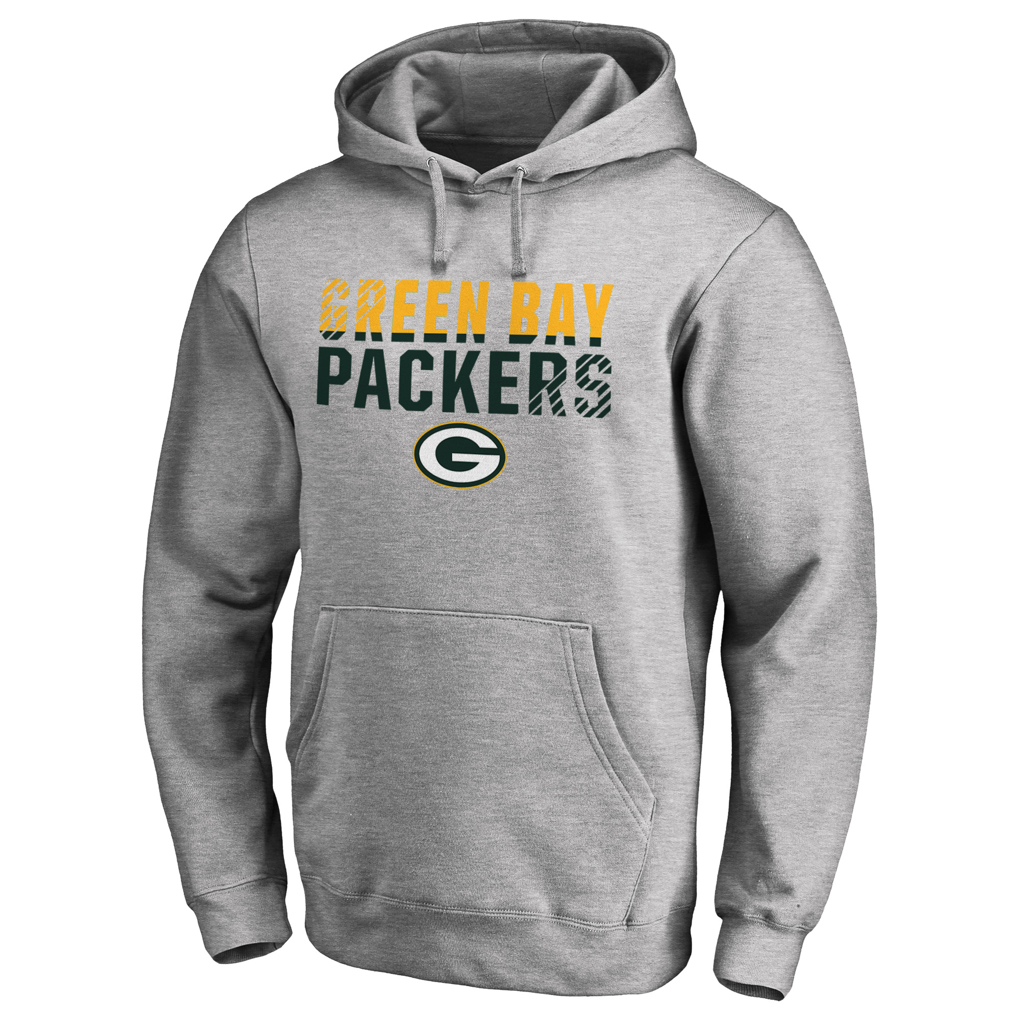 Men's Ash Green Bay Packers Iconic Collection Fade Out Pullover Hoodie