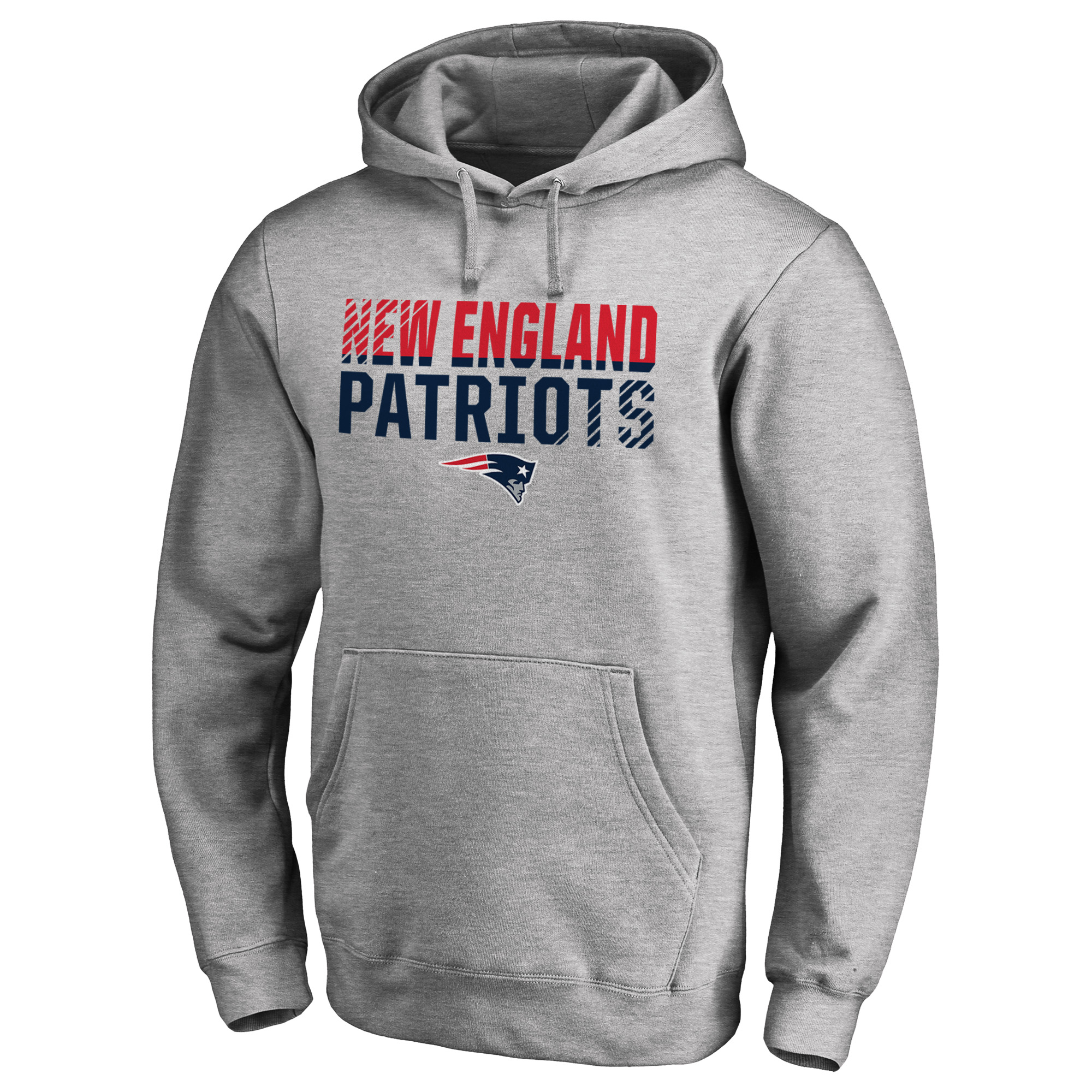 Men's Ash New England Patriots Iconic Collection Fade Out Pullover Hoodie